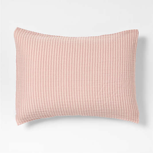 Supersoft Striped Lilac Rose Organic Cotton Gauze Kids Pillow Sham