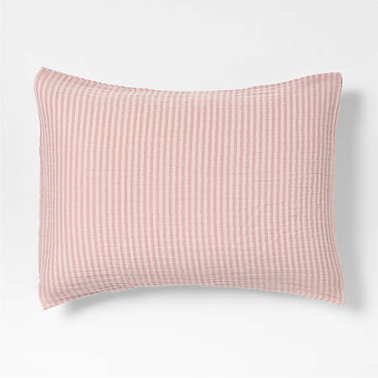 Supersoft Striped Lilac Rose Organic Cotton Gauze Kids Pillow Sham