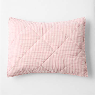 Supersoft Lilac Rose Striped Organic Cotton Gauze Kids Quilted Pillow Sham