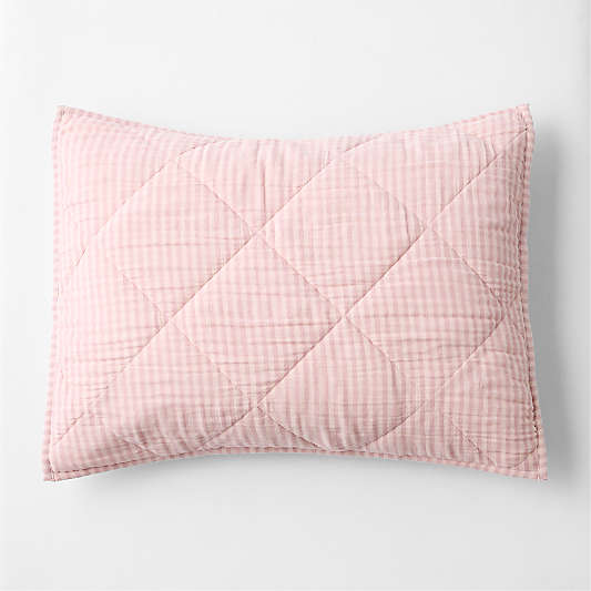 Supersoft Lilac Rose Striped Organic Cotton Gauze Kids Quilted Pillow Sham