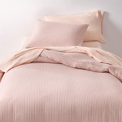 Supersoft Striped Lilac Rose Organic Cotton Gauze Kids Twin Duvet Cover