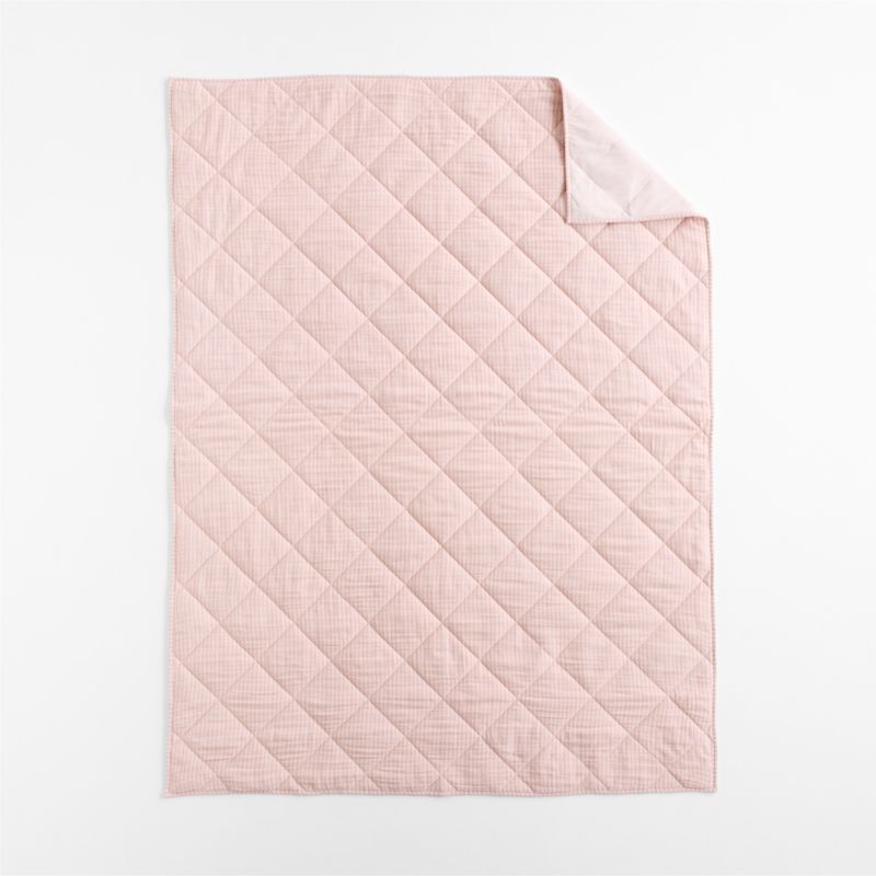 Supersoft Lilac Rose Quilted Striped 100% Organic Cotton Gauze Kids Full/Queen Quilt - image 2 of 8