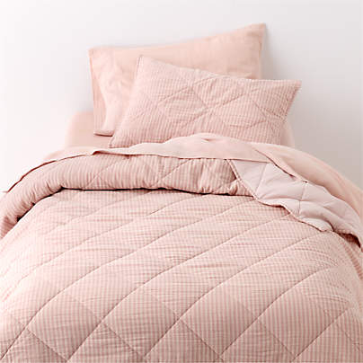 Supersoft Lilac Rose Quilted Striped 100% Organic Cotton Gauze Kids Twin Quilt