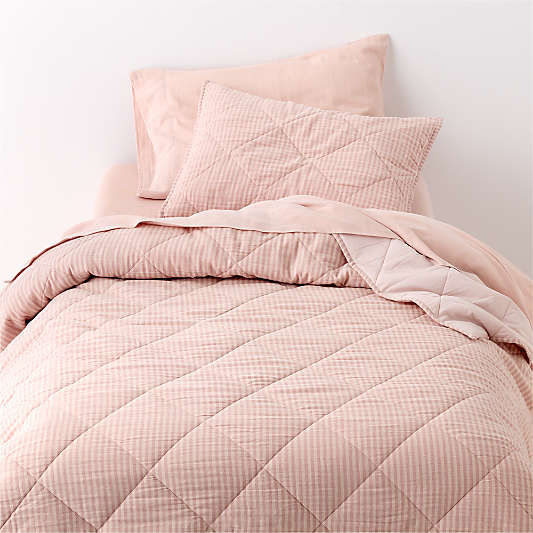 Supersoft Lilac Rose Striped Organic Cotton Gauze Kids Quilted Pillow Sham