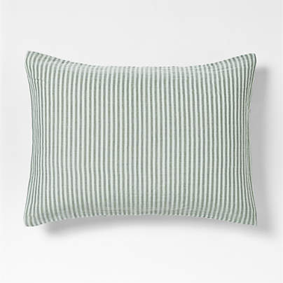 Supersoft Pine Green Striped Organic Cotton Gauze Kids Pillow Sham