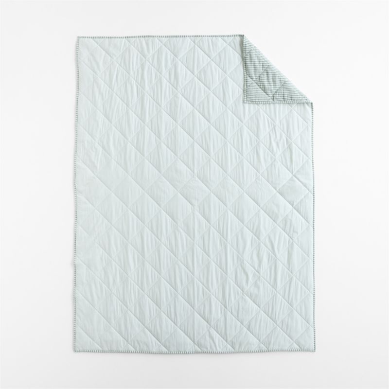 Supersoft Pine Green Quilted Striped 100% Organic Cotton Gauze Kids Full/Queen Quilt - image 3 of 8