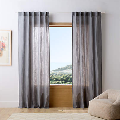 Supersoft Deep Indigo Striped Kids Curtain Panel 44"x63"