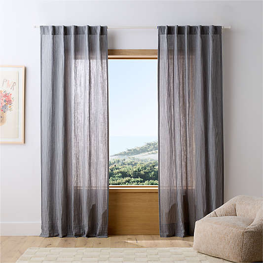Supersoft Deep Indigo Striped Kids Curtain Panel