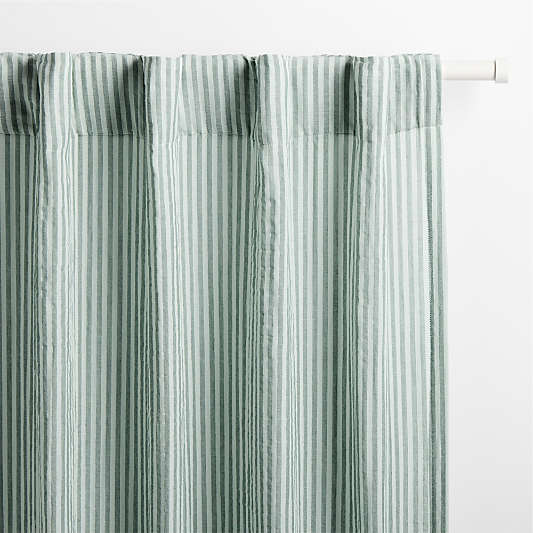 Supersoft Pine Green Striped Kids Curtain Panel 44"x96"