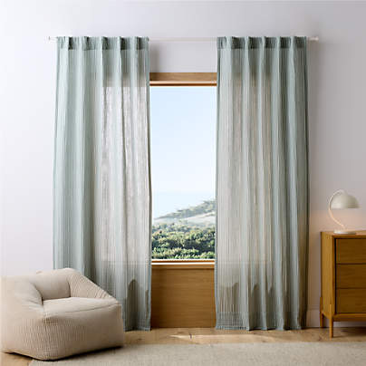 Supersoft Pine Green Striped Kids Curtain Panel 44"x63"