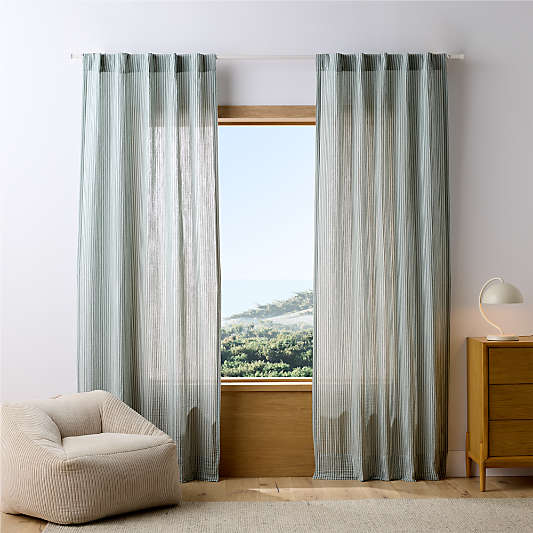 Supersoft Pine Green Striped Kids Curtain Panel 44"x96"