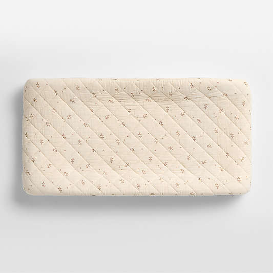 Supersoft Undyed Leaf Print Organic Cotton Gauze Baby Changing Pad Cover