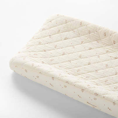 Supersoft Undyed Leaf Print Organic Cotton Gauze Baby Changing Pad Cover