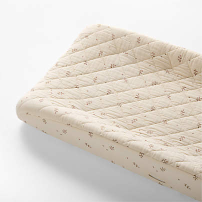 Supersoft Undyed Leaf Print Organic Cotton Gauze Baby Changing Pad Cover