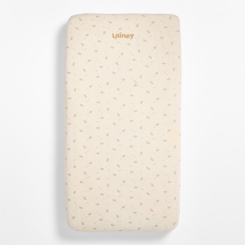 Supersoft Undyed Leaf Print Organic Cotton Gauze Baby Crib Fitted Sheet - image 4 of 8