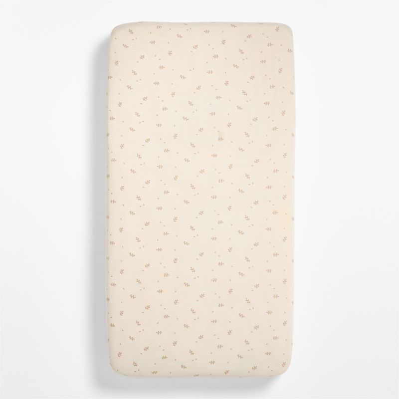 Supersoft Undyed Leaf Print Organic Cotton Gauze Baby Crib Fitted Sheet - image 5 of 8
