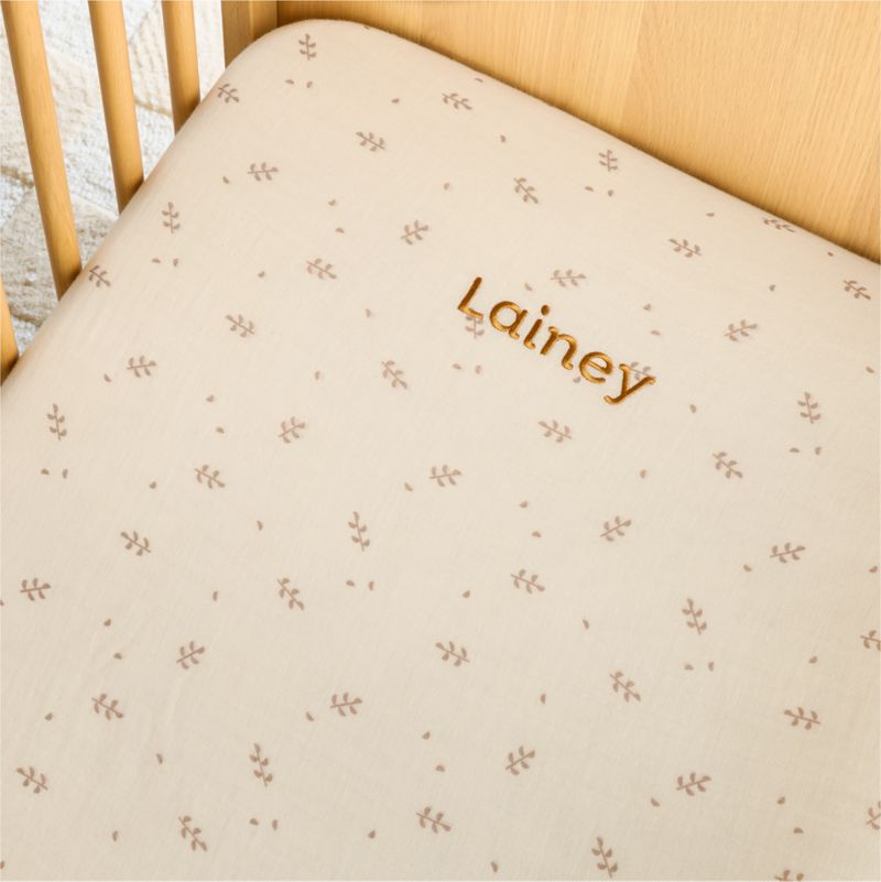 Supersoft Undyed Leaf Print 100% Organic Cotton Gauze Baby Crib Fitted Sheet - image 2 of 9