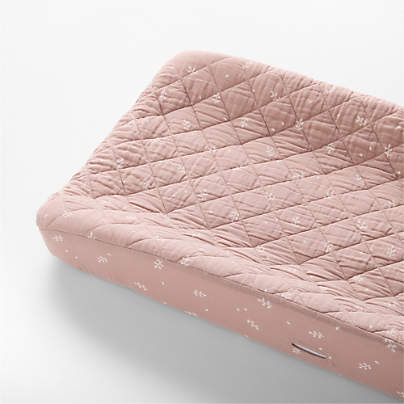 Supersoft Violet Rose Leaf Print Organic Cotton Gauze Baby Changing Pad Cover