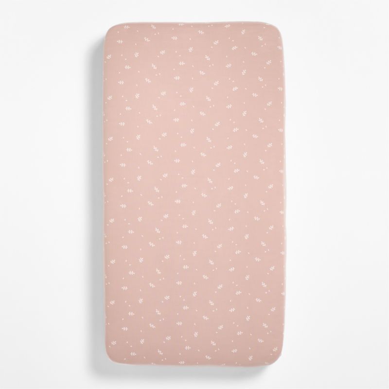 Supersoft Violet Rose Leaf Print Organic Cotton Gauze Baby Crib Fitted Sheet - image 3 of 6