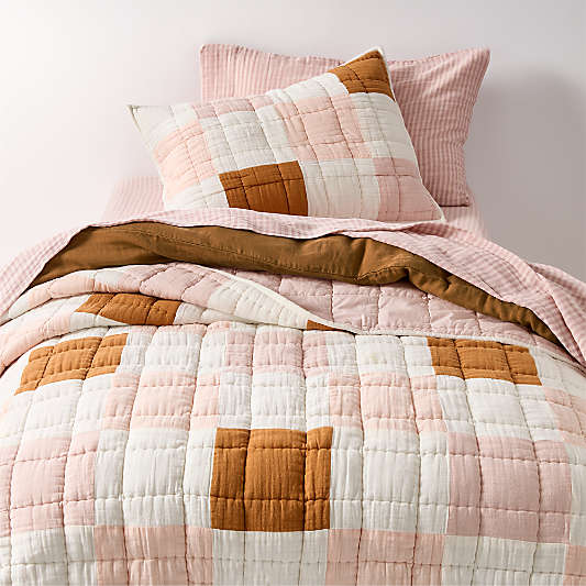 Supersoft Warm Toned Upcycled Organic Cotton Gauze Kids Twin Quilt