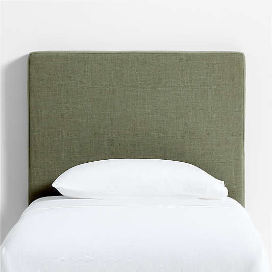 Square Linen Green Twin Charging Wall-Mounted Headboard