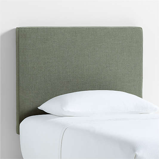 Square Linen Green Twin Wall-Mounted Headboard