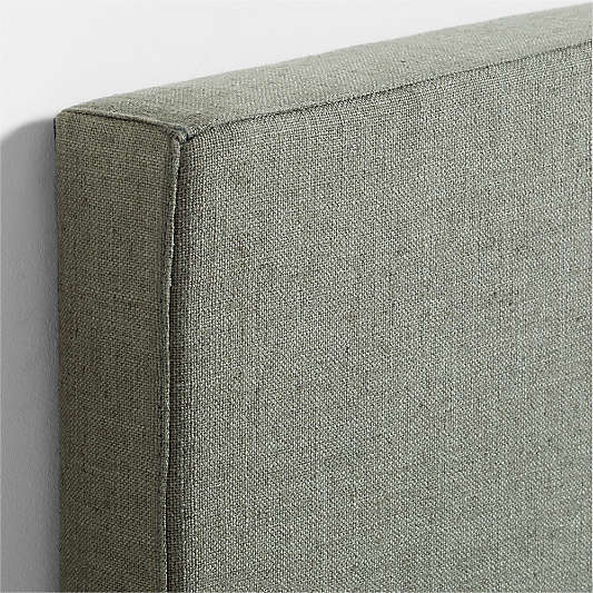 Square Linen Green Twin Wall-Mounted Headboard