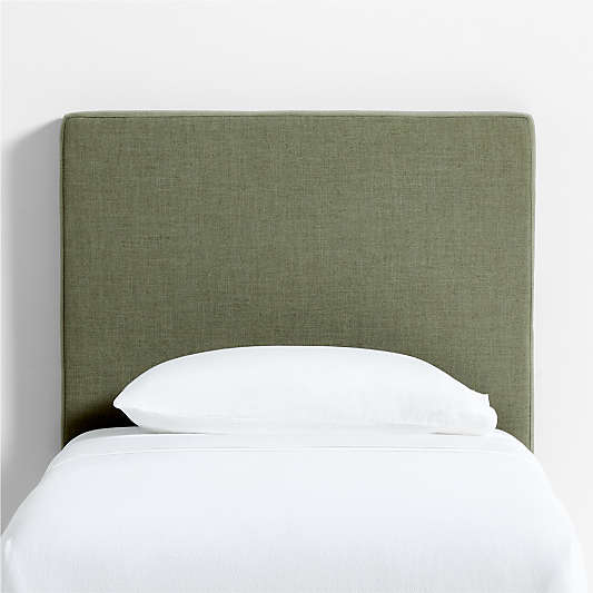 Square Linen Green Twin Wall-Mounted Headboard