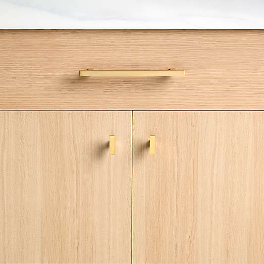 Square Edge Brushed Brass Cabinet Drawer Bar Pulls