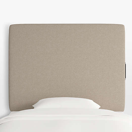 Square Linen Taupe Twin Charging Wall-Mounted Headboard