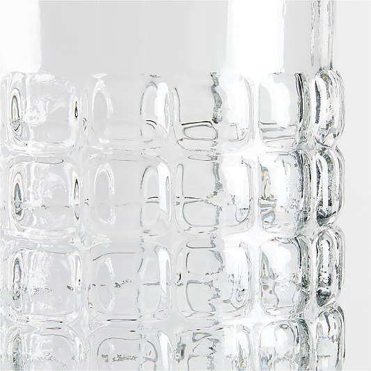 Squared Textured Glass Hurricane Candle Holders