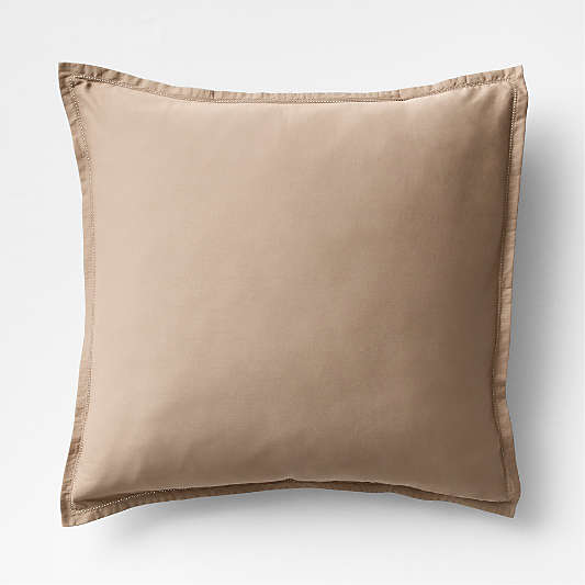 Serene Washed Organic Cotton Sateen Clay Taupe Bed Pillow Sham