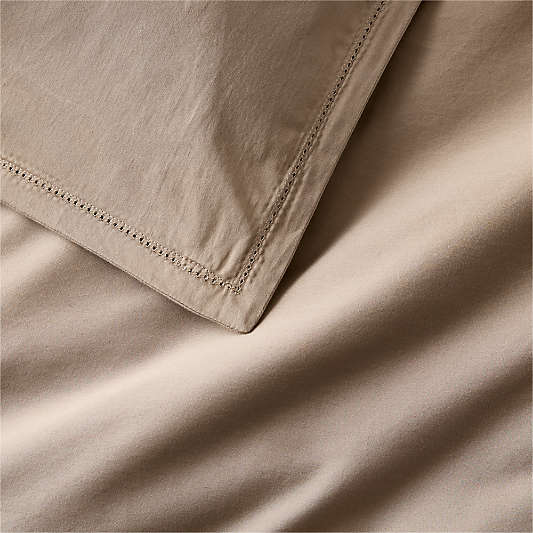 Serene Washed Organic Cotton Sateen Clay Taupe Duvet Cover