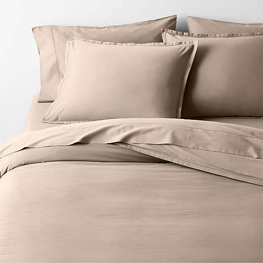 Serene Washed Organic Cotton Sateen Clay Taupe Duvet Cover