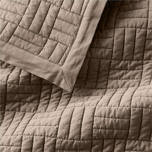 Serene Washed Organic Cotton Sateen Clay Taupe Quilt