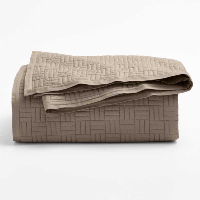 Serene Washed Organic Cotton Sateen Classic Stitch Clay Taupe King Quilt - image 3 of 5