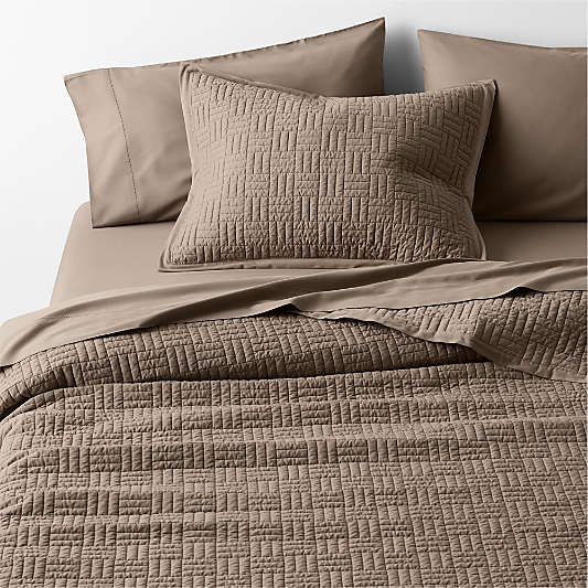 Serene Washed Organic Cotton Sateen Clay Taupe Quilt