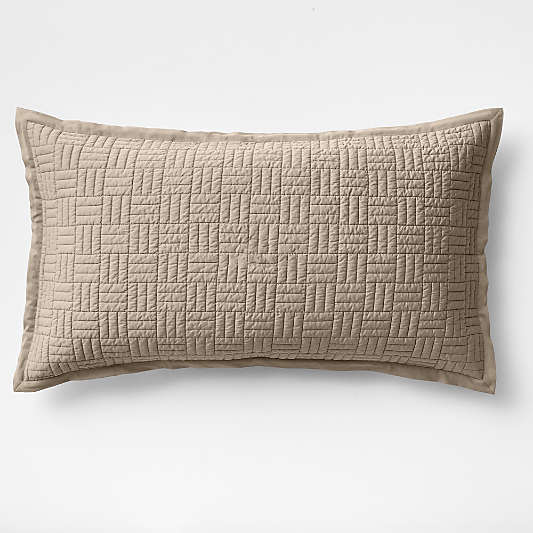 Serene Washed Organic Cotton Sateen Classic Stitch Clay Taupe King Bed Pillow Sham