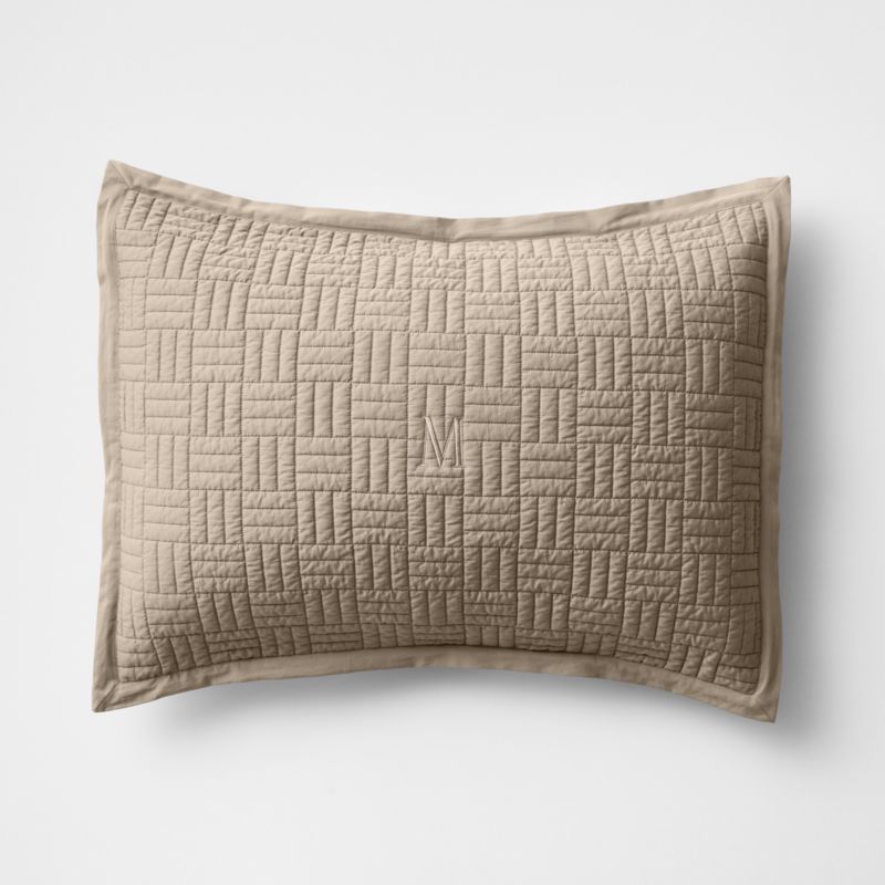 Serene Washed Organic Cotton Sateen Classic Stitch Clay Taupe Standard Bed Pillow Sham - image 1 of 3