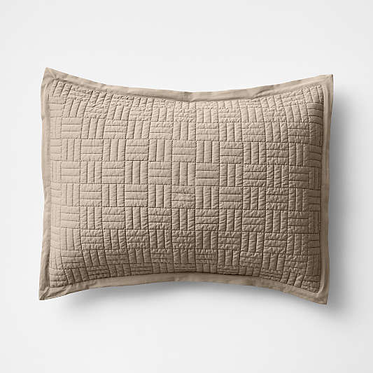 Serene Washed Organic Cotton Sateen Classic Stitch Clay Taupe Bed Pillow Sham