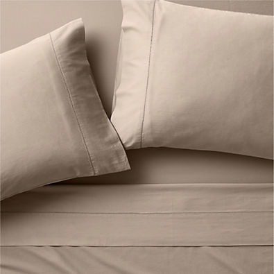 View Serene Washed Organic Cotton Sateen Clay Taupe Queen Sheet Set details