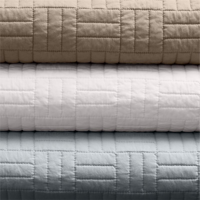 Serene Washed Organic Cotton Sateen Classic Stitch Clay Taupe King Quilt - image 4 of 5