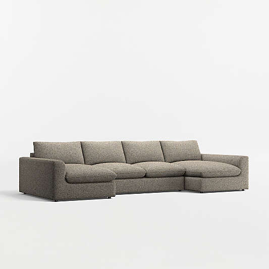 Serenity 3-Piece U-Shaped Sectional Sofa with Double Chaise Lounge