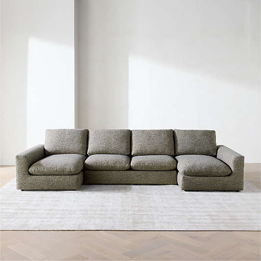 Serenity 3-Piece U-Shaped Sectional Sofa with Double Chaise Lounge
