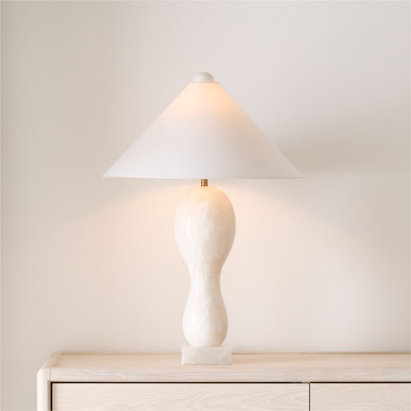 Seraph Alabaster Table Lamp with Fabric Shade 27.2" - image 5 of 10
