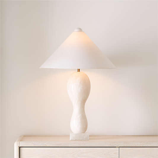 Seraph Alabaster Table Lamp with Fabric Shade 27.2"
