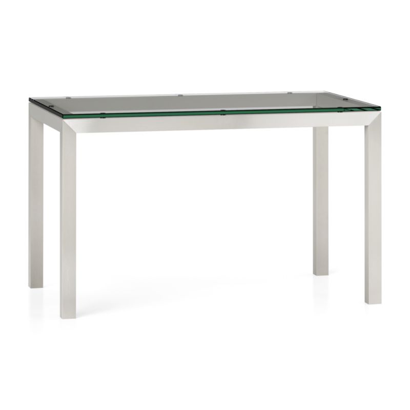 Parsons Clear Glass Top/ Stainless Steel Base 48x28 Dining Table