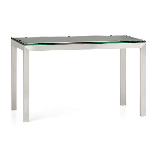 Parsons Clear Glass Top/ Stainless Steel Base 48x28 Dining Table