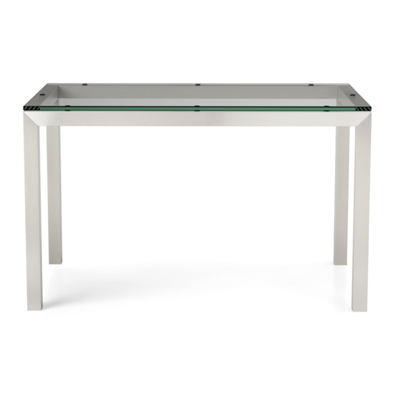 Parsons Clear Glass Top/ Stainless Steel Base 60x36 Dining Table - image 3 of 8