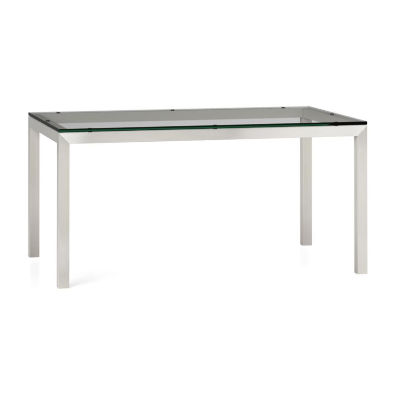 Parsons Clear Glass Top/ Stainless Steel Base 60x36 Dining Table - image 2 of 8